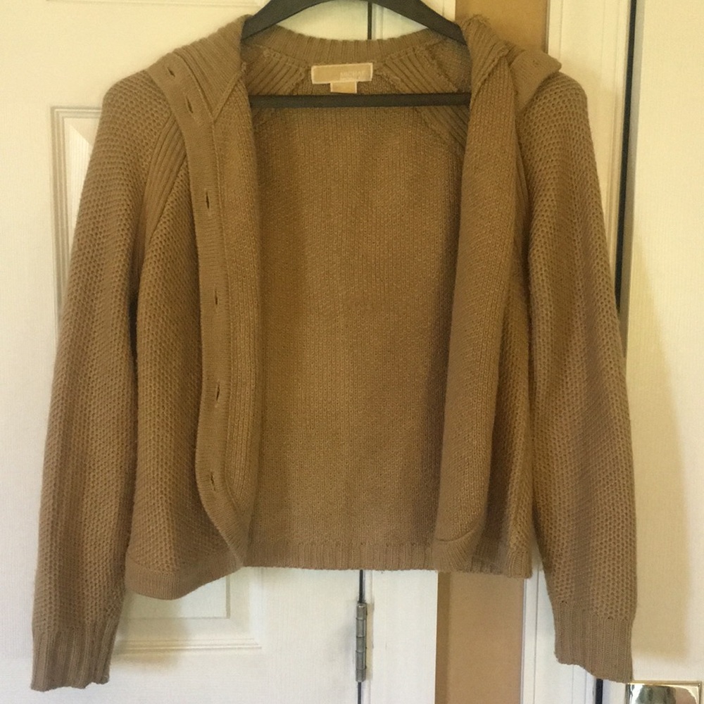 Michael Kors tan, button-up sweater